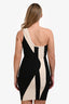 Herve Leger Black/White One Shoulder Bandage Dress Size M