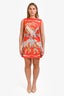 Hermès Orange/Multicolour Virgin Wool Bird Print Midi Dress Size 42