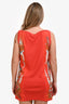 Hermès Orange/Multicolour Virgin Wool Bird Print Midi Dress Size 42