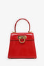 Salvatore Ferragamo Red Leather Iconic Top Handle (S) With Strap