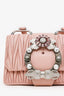Miu Miu Pink Matelasse Leather Lady Jeweled Buckle Chain Shoulder Bag