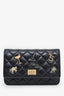 Pre-Loved Chanel™ Black Quilted Aged Calfskin Leather Lucky Charms 2.55 Reissue Wallet on Chain
