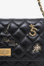 Pre-Loved Chanel™ Black Quilted Aged Calfskin Leather Lucky Charms 2.55 Reissue Wallet on Chain