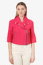 Moschino Couture Pink Wool Cropped 'Jackie-O' Biker Jacket Size 8