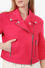 Moschino Couture Pink Wool Cropped 'Jackie-O' Biker Jacket Size 8