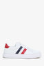 Moncler White/Red Leather Low Top Sneakers Size 37