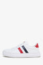 Moncler White/Red Leather Low Top Sneakers Size 37
