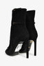 Gucci Black Suede Fringe Detail Heeled Ankle Boots Size 38
