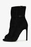 Gucci Black Suede Fringe Detail Heeled Ankle Boots Size 38