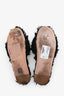 Miu Miu Black Faux Fur/Faux Pearl Embellished Slides Size 36.5