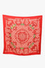 Hermès Red/Multicolour Silk 'Mors et Gourmettes' Scarf 90