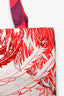 Hermès Red/Multicolour Silk Petit H Shopping Tote Bag