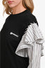 Burberry Black/White Cotton Logo Long Sleeve Ruffle Detail Shirt Size  S