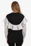 Burberry Black/White Cotton Logo Long Sleeve Ruffle Detail Shirt Size  S
