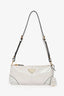 Prada White Leather 'Re-Edition 2002' Medium Shoulder Bag With Chain