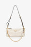 Prada White Leather 'Re-Edition 2002' Medium Shoulder Bag With Chain