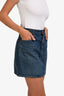 Celine Blue Denim Gold Chain Detail Mini Skirt Size 28