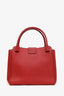 Burberry Red Leather Buckle Tote Bag With Nova Check Strap