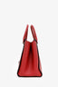 Burberry Red Leather Buckle Tote Bag With Nova Check Strap