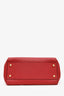 Burberry Red Leather Buckle Tote Bag With Nova Check Strap