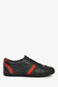 Gucci Black Leather GG Logo Web Tennis Sneakers Size 35