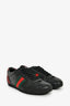 Gucci Black Leather GG Logo Web Tennis Sneakers Size 35