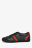 Gucci Black Leather GG Logo Web Tennis Sneakers Size 35