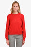 Balenciaga Red Wool Knit Logo Long Sleeve Sweater Size M