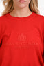 Balenciaga Red Wool Knit Logo Long Sleeve Sweater Size M