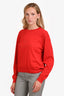 Balenciaga Red Wool Knit Logo Long Sleeve Sweater Size M