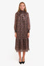 Celine Purple Silk Paisley Ruffle Long Sleeve Maxi Dress Size 38