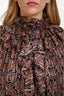 Celine Purple Silk Paisley Ruffle Long Sleeve Maxi Dress Size 38