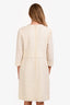 Dolce & Gabbana White Wool Tweed Button Detail Knee Length Dress Size 50