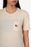 Burberry Beige Cotton Logo T-Shirt Size S
