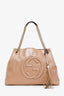 Gucci Beige Patent Leather Interlocking G Soho Medium Shoulder Bag