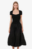 Maje Black Ribbed Knit 'Taffeta' Midi Dress Estimated Size S