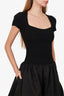 Maje Black Ribbed Knit 'Taffeta' Midi Dress Estimated Size S