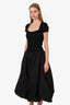 Maje Black Ribbed Knit 'Taffeta' Midi Dress Estimated Size S