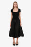 Maje Black Ribbed Knit 'Taffeta' Midi Dress Estimated Size S