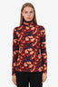 Smythe Red/Multicolour Floral Print Turtleneck Long Sleeve Top Size L