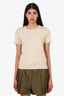 Veronica Beard Beige Cotton Ribbed T-Shirt Size M