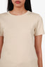 Veronica Beard Beige Cotton Ribbed T-Shirt Size M