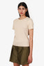 Veronica Beard Beige Cotton Ribbed T-Shirt Size M