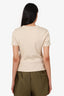 Veronica Beard Beige Cotton Ribbed T-Shirt Size M