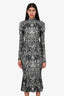 Norma Kamali Blue 'Trompe L'œil Jewelled Fishtail' Maxi Dress Size S