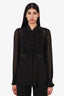 7 For All Mankind Black Silk Ruffle Blouse Size L