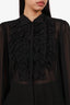 7 For All Mankind Black Silk Ruffle Blouse Size L