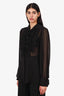 7 For All Mankind Black Silk Ruffle Blouse Size L