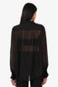 7 For All Mankind Black Silk Ruffle Blouse Size L