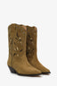 Isabel Marant Khaki Green Suede Cowboy Boots Size 39